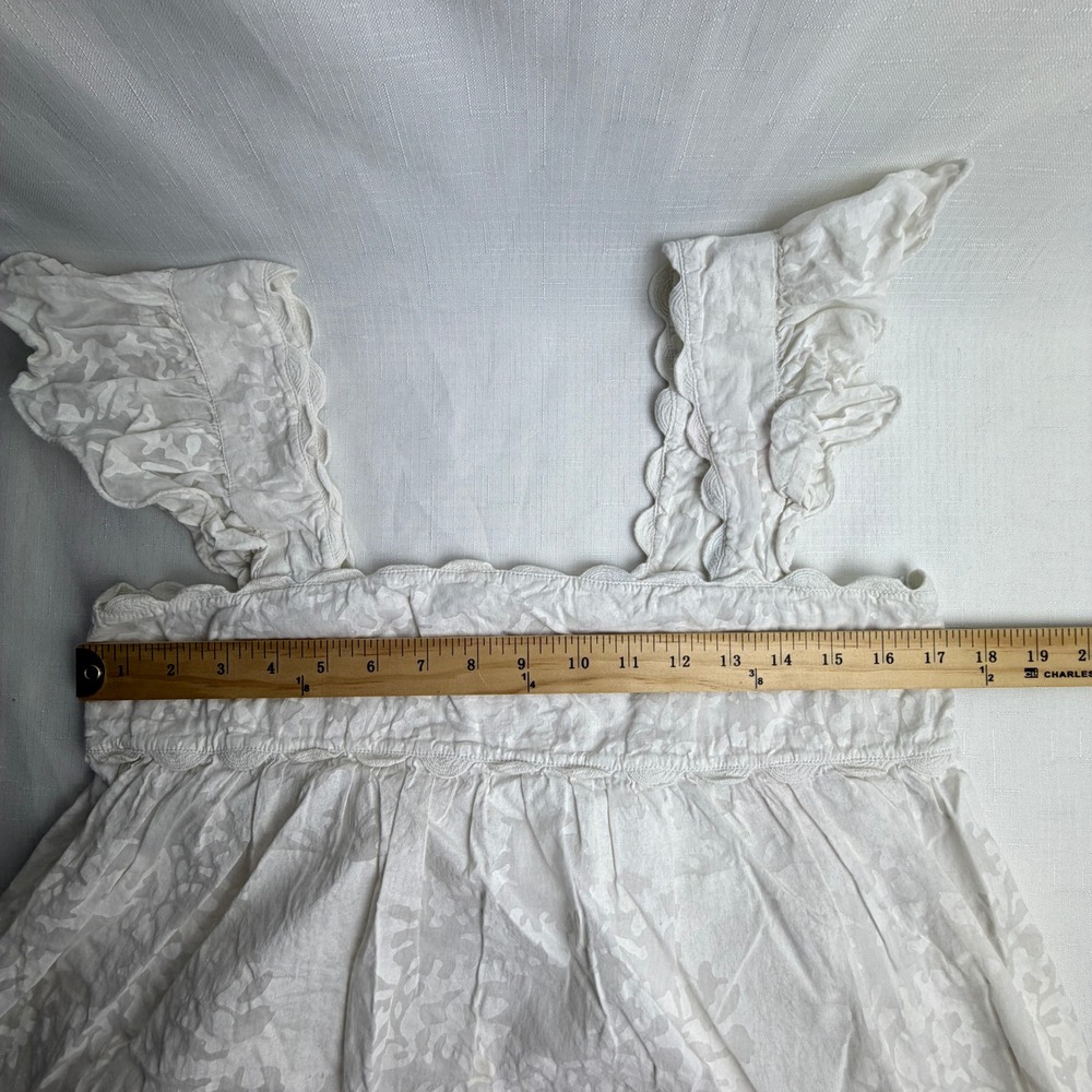 Juliet Dunn London Womens 2 US 6/8 White Cotton Babydoll Top Ruffle Boho - Picture 9 of 12